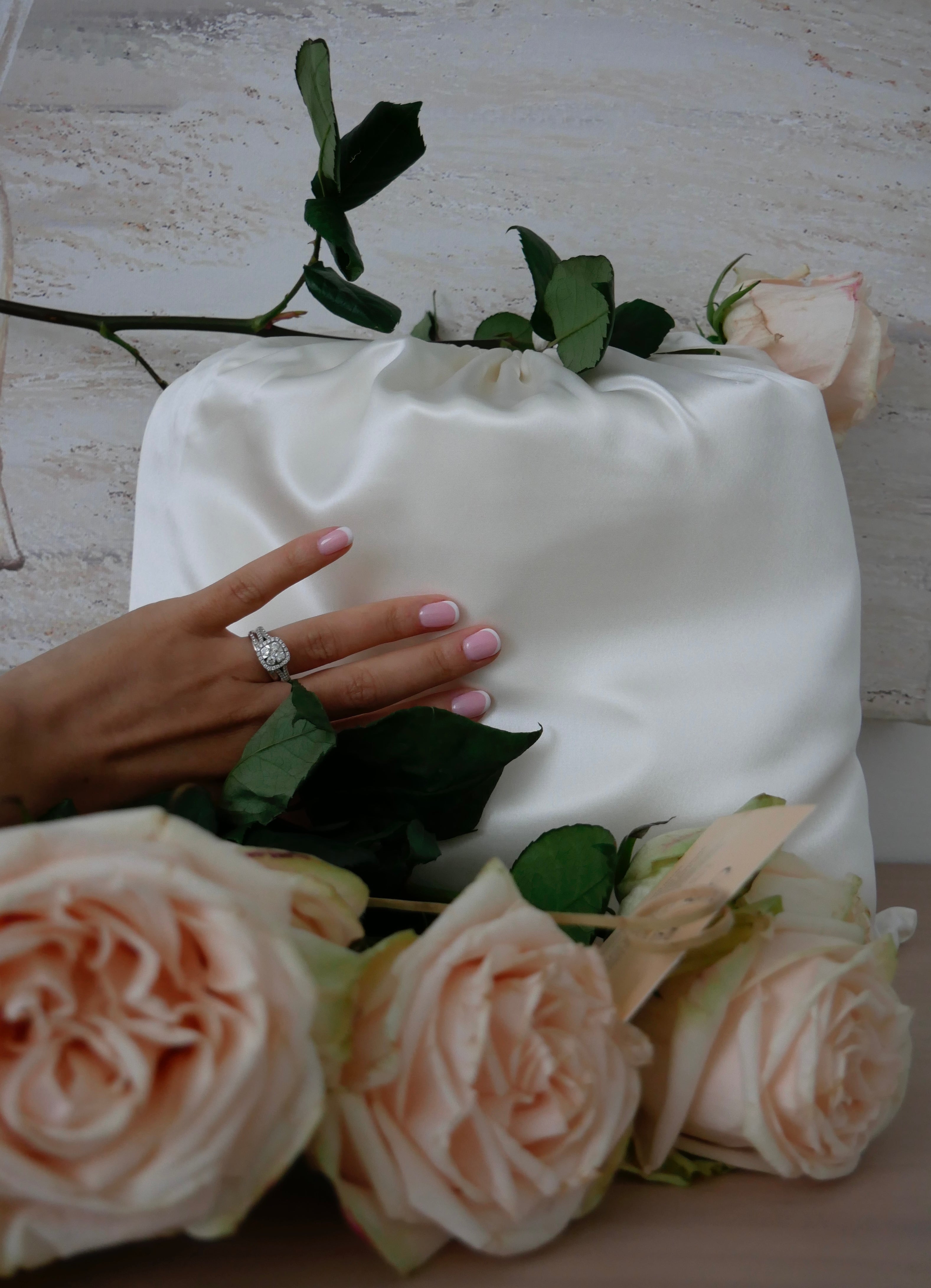 Powder White Silk Duvet Cover Set - 4 pcs