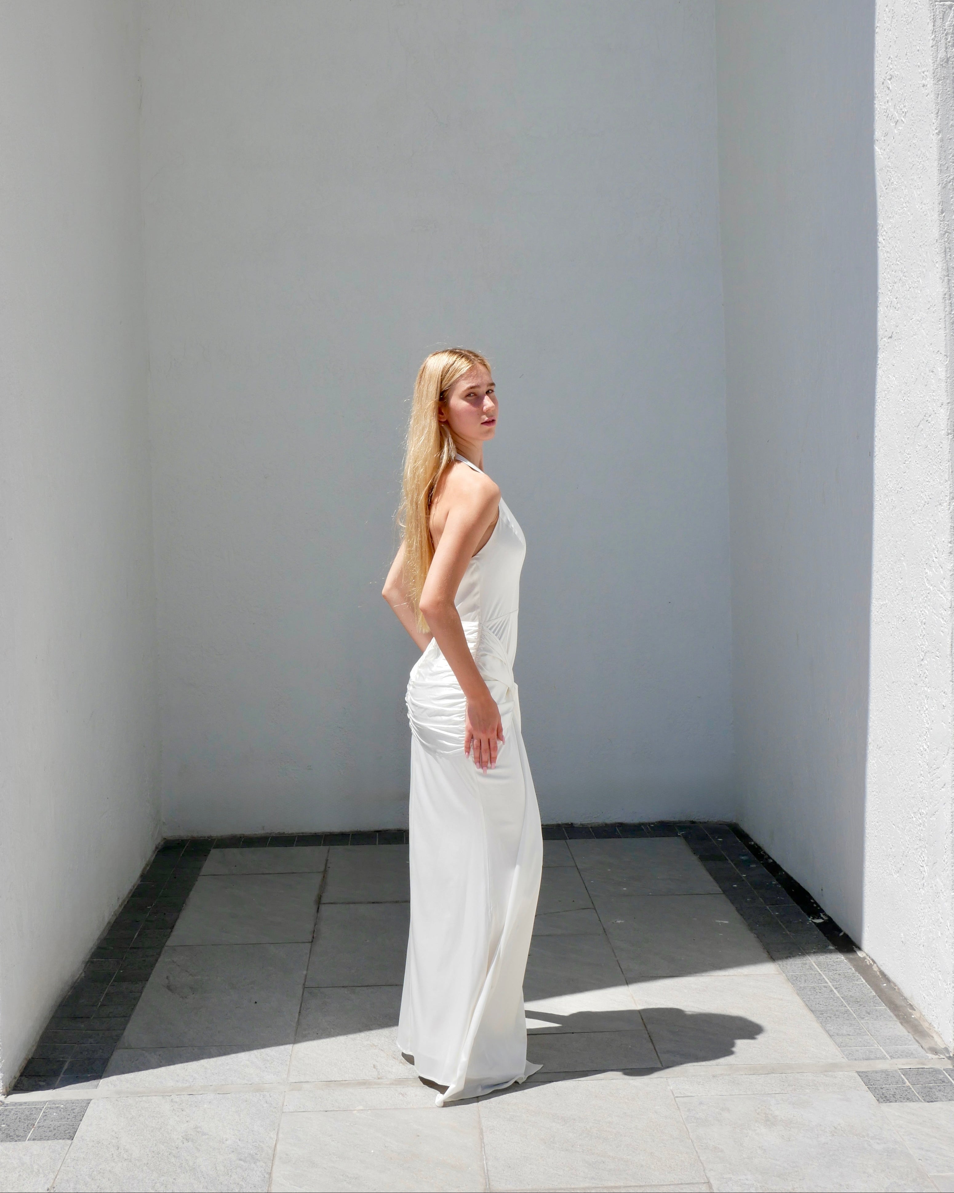 WHITE SILK INNELLI DRESS