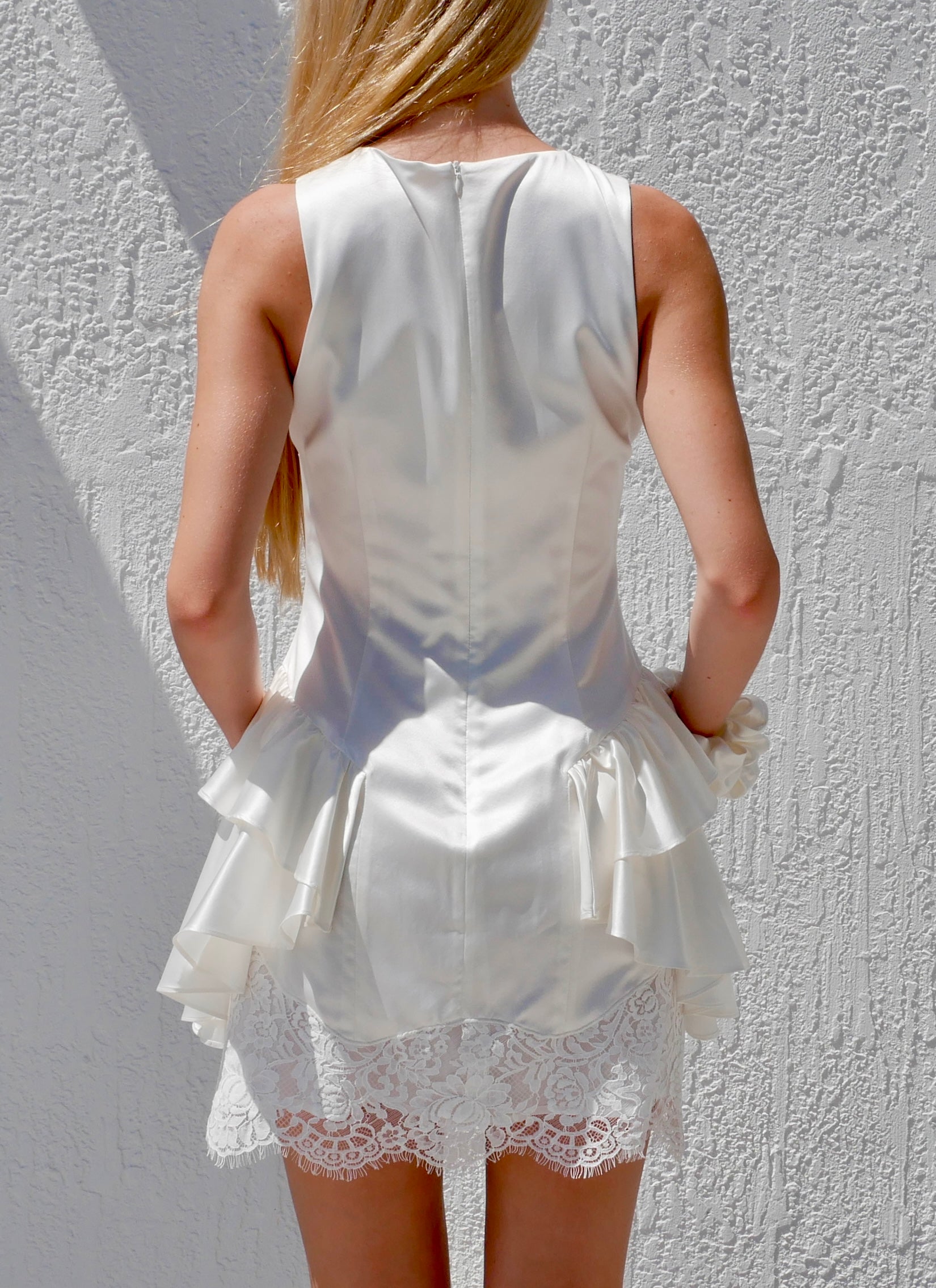 WHITE LACE SILK DRESS