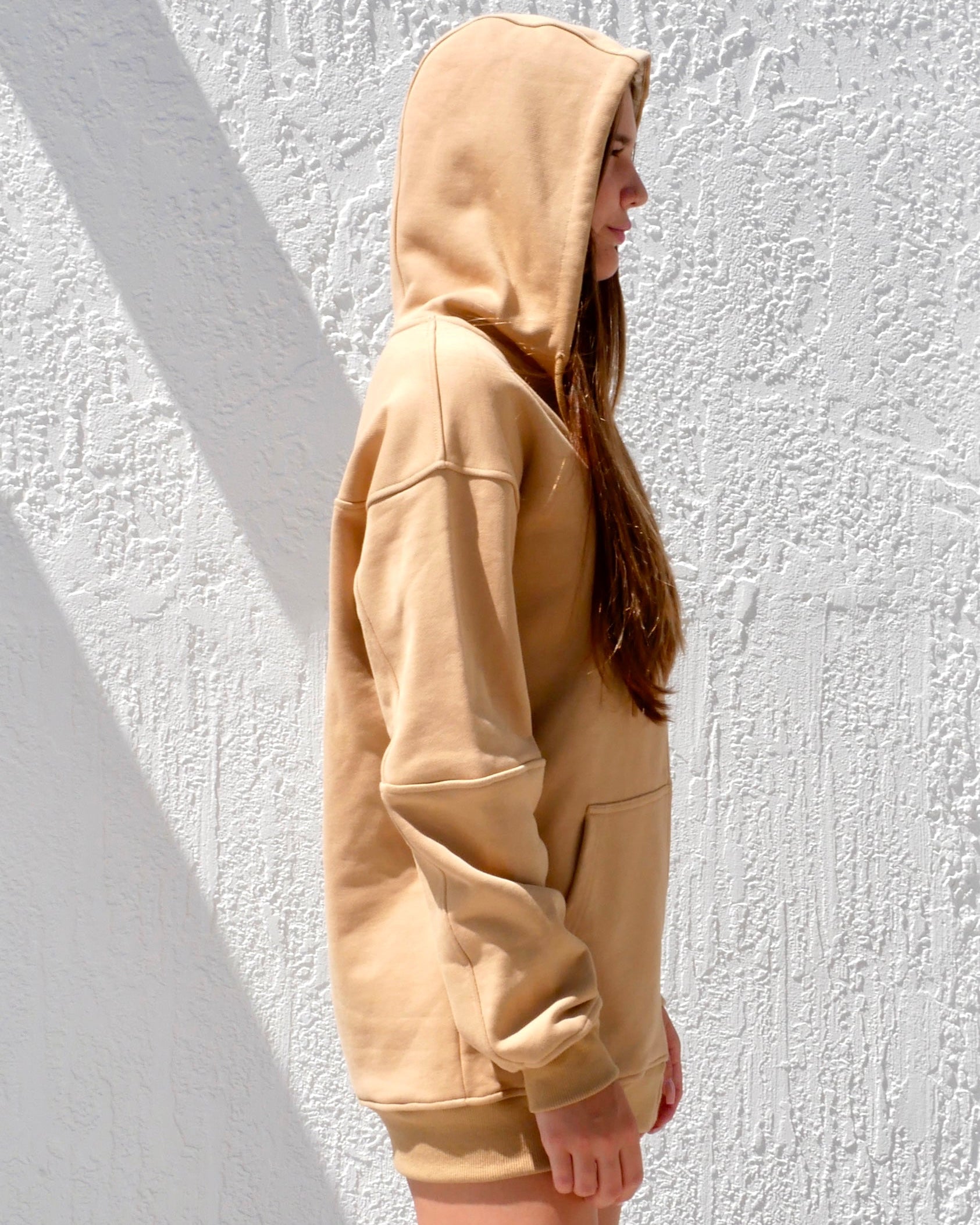 NUDE SILK-LINED HOODIE