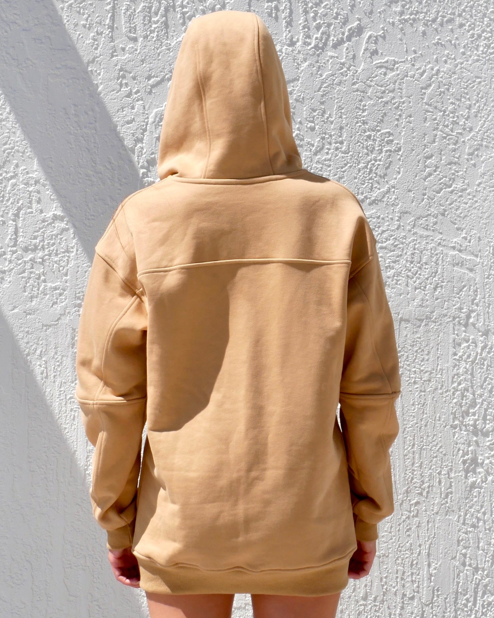 NUDE SILK-LINED HOODIE