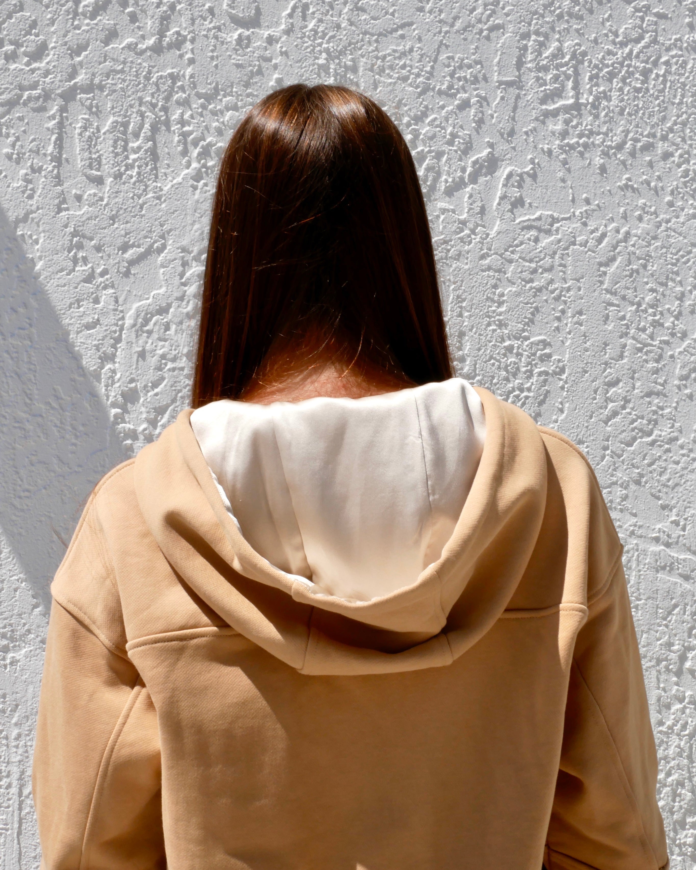 NUDE SILK-LINED HOODIE