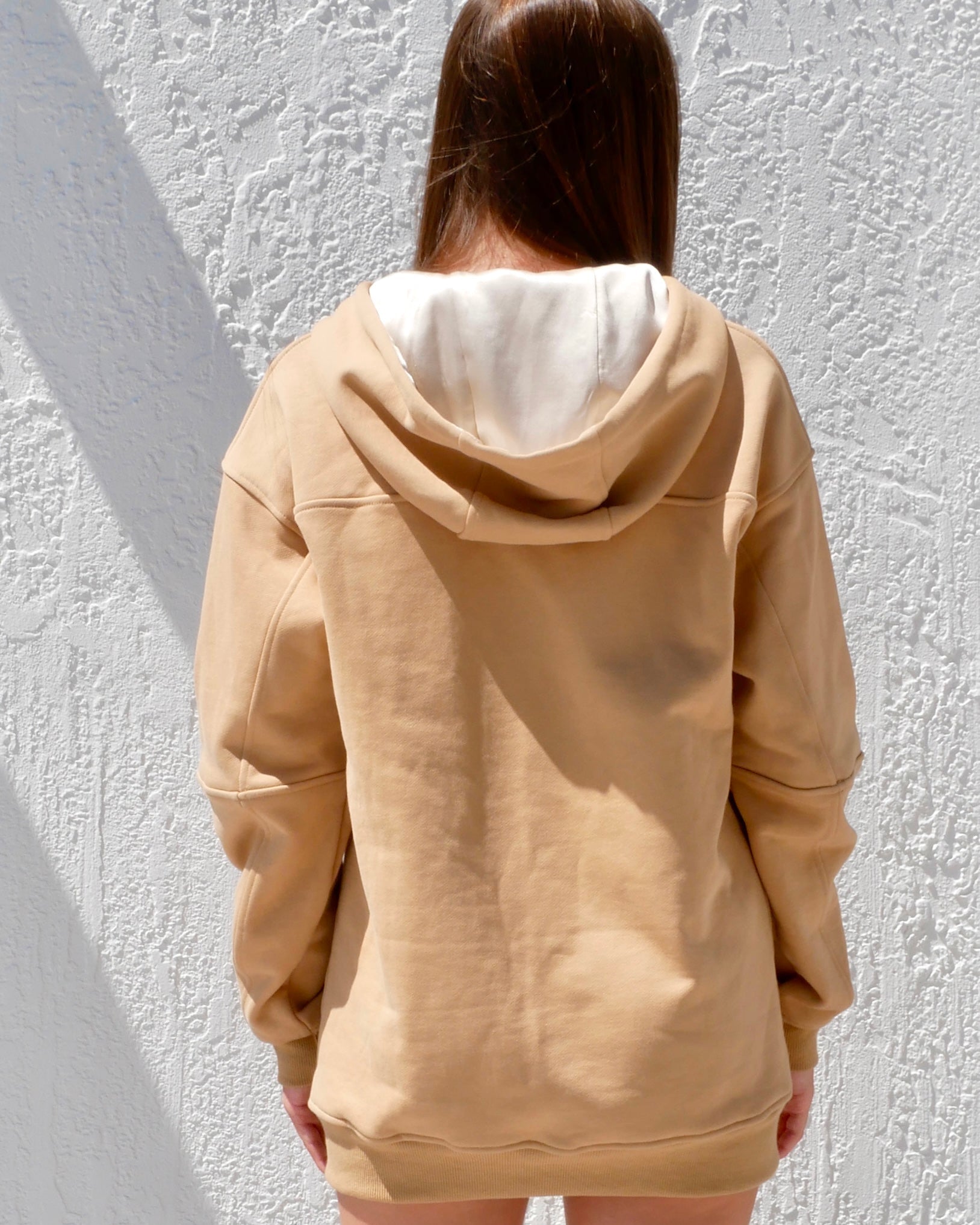 NUDE SILK-LINED HOODIE