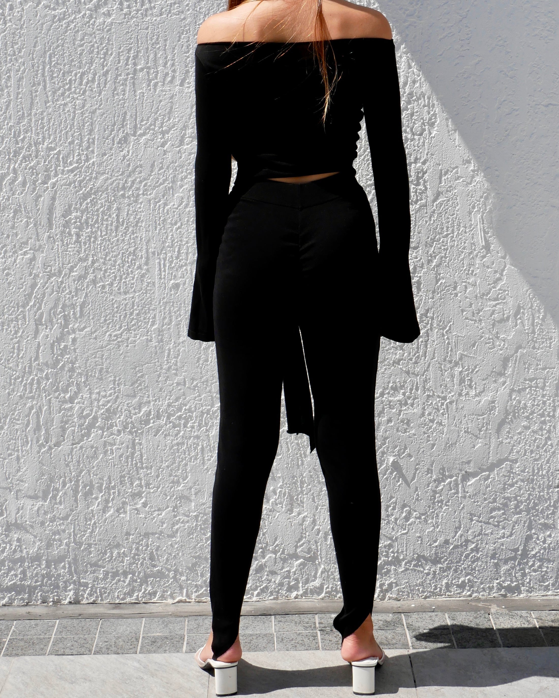 BLACK SILK KNITTED LEGGINGS SET