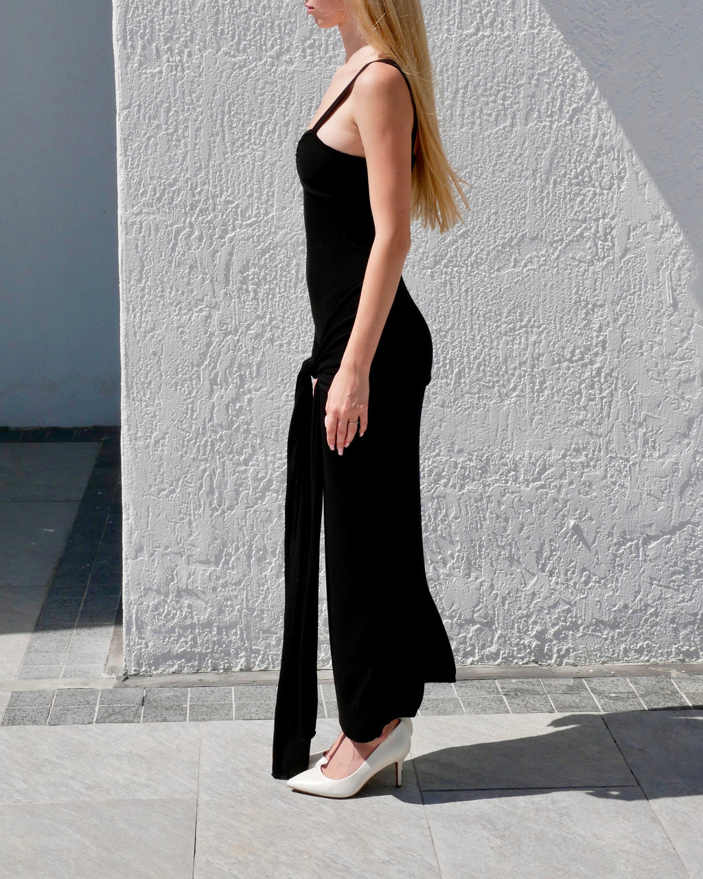 BLACK SILK KNITTED DRESS