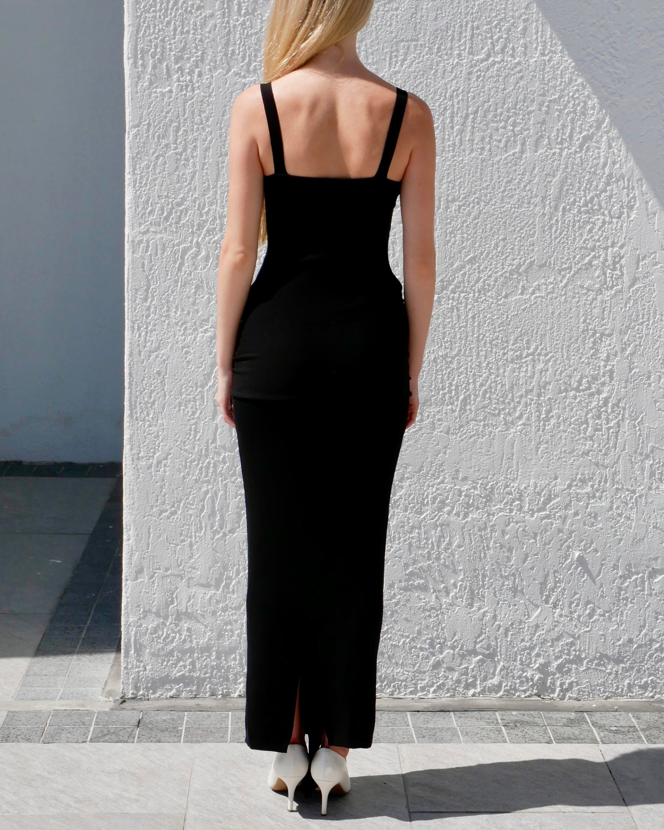 BLACK SILK KNITTED DRESS