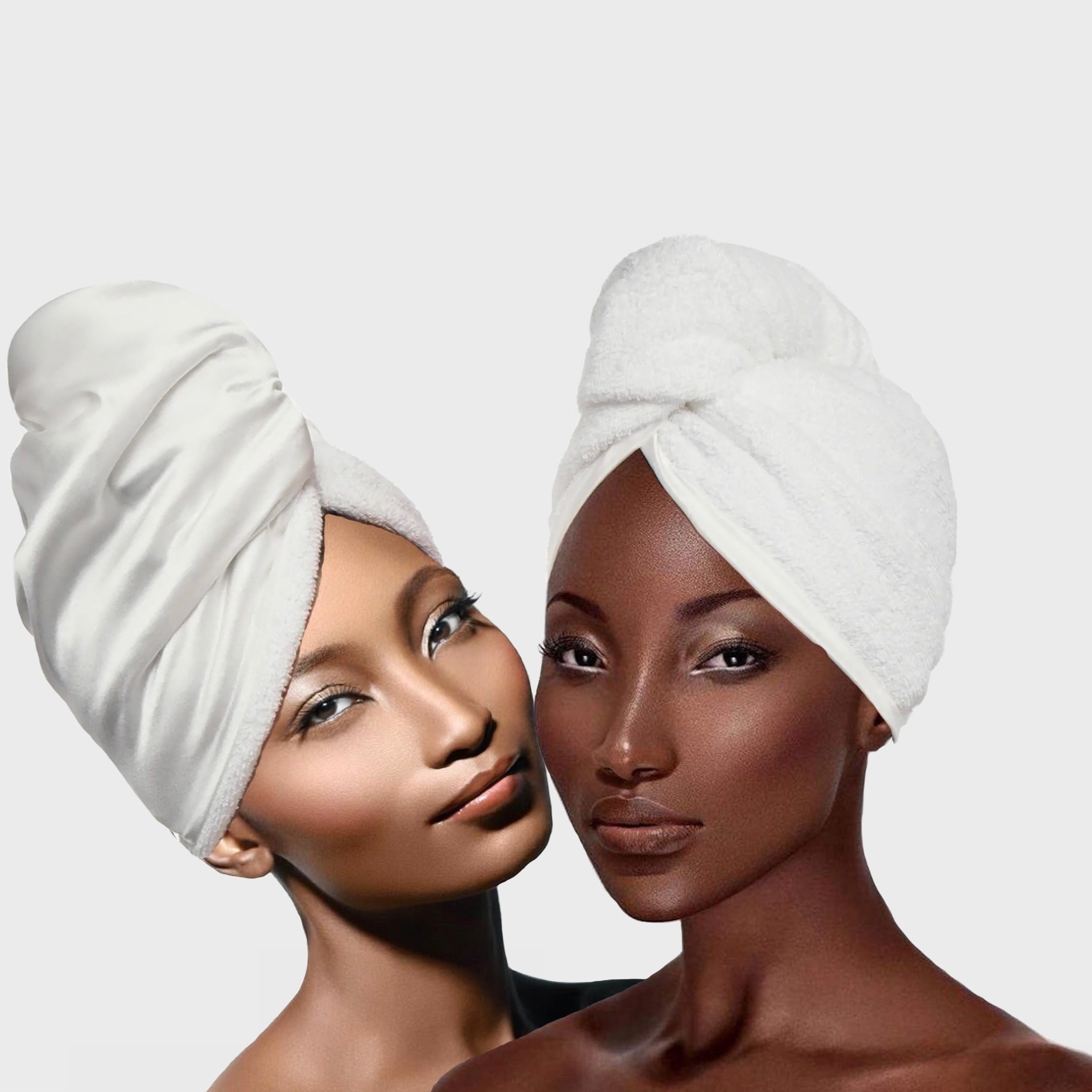 WHITE TURBAN TOWEL AND COMPLIMENTARY BLACK
