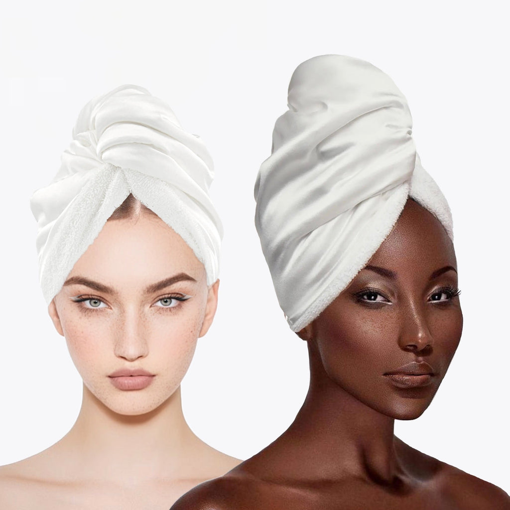 WHITE TURBAN TOWEL AND COMPLIMENTARY BLACK