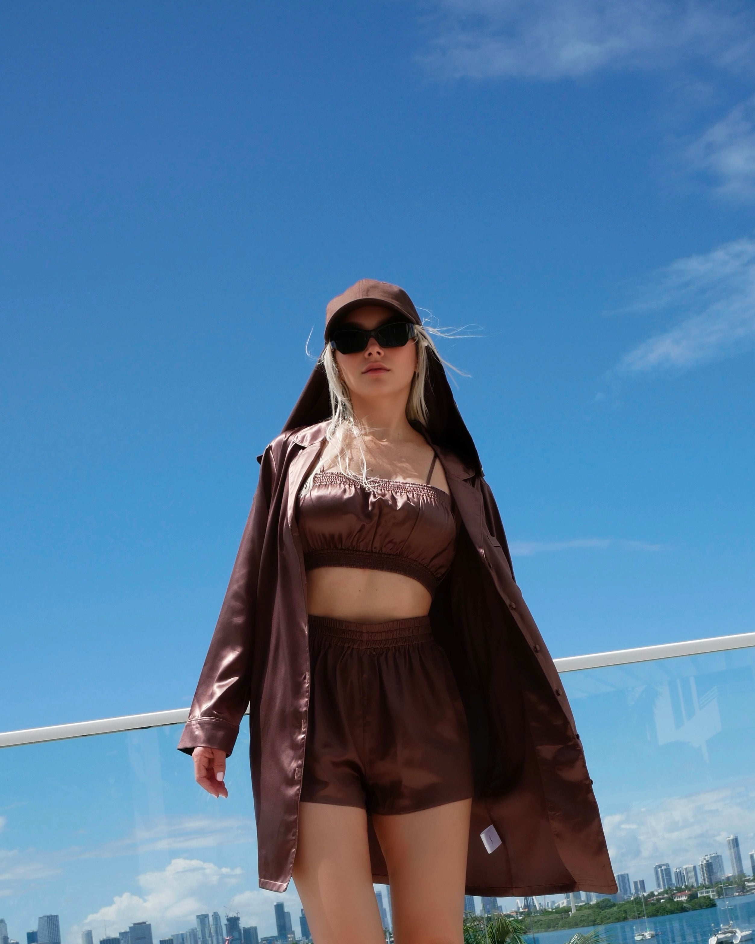 COCOA POWDER SILK-LINED BASEBALL CAP