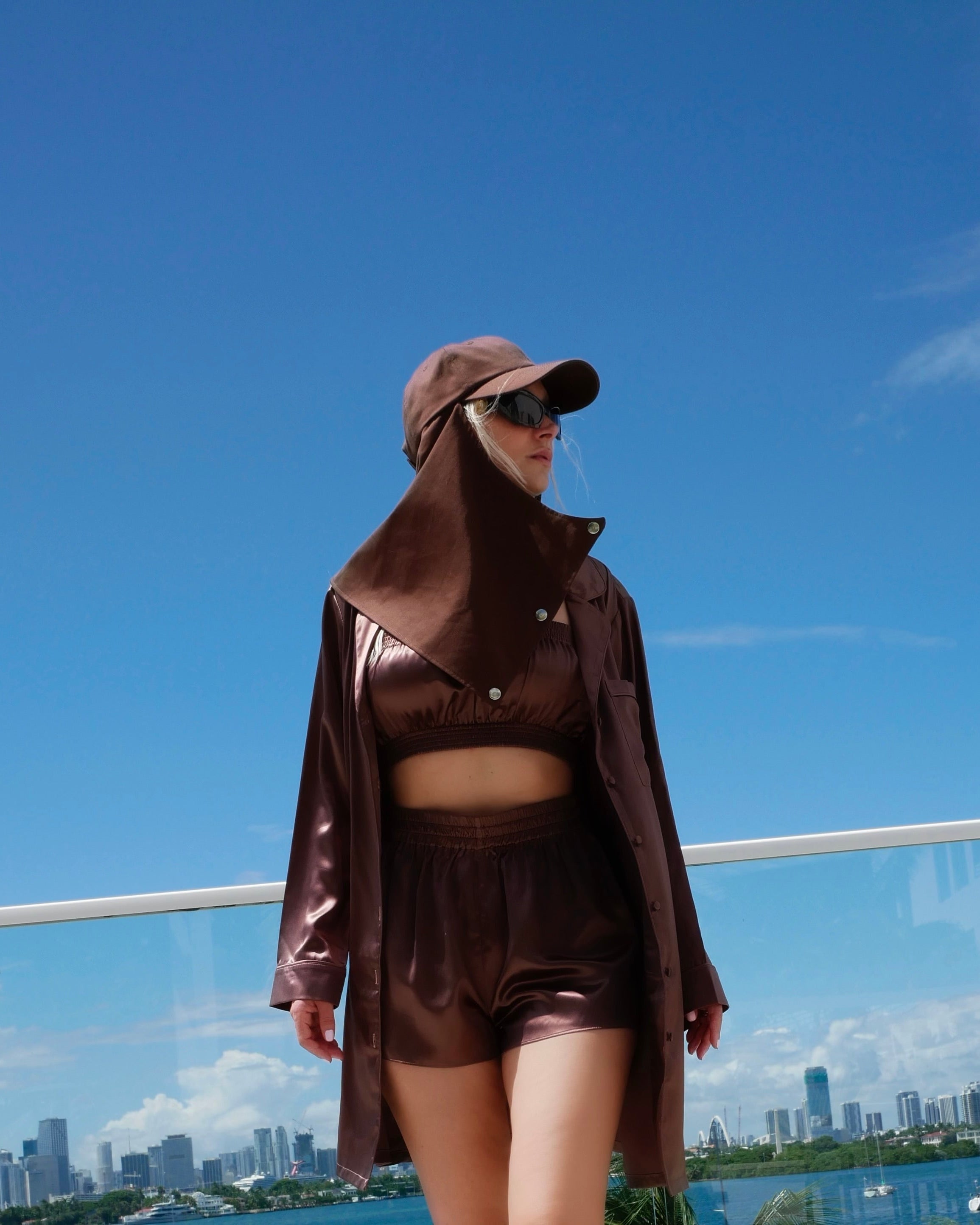 COCOA POWDER SILK-LINED BASEBALL CAP