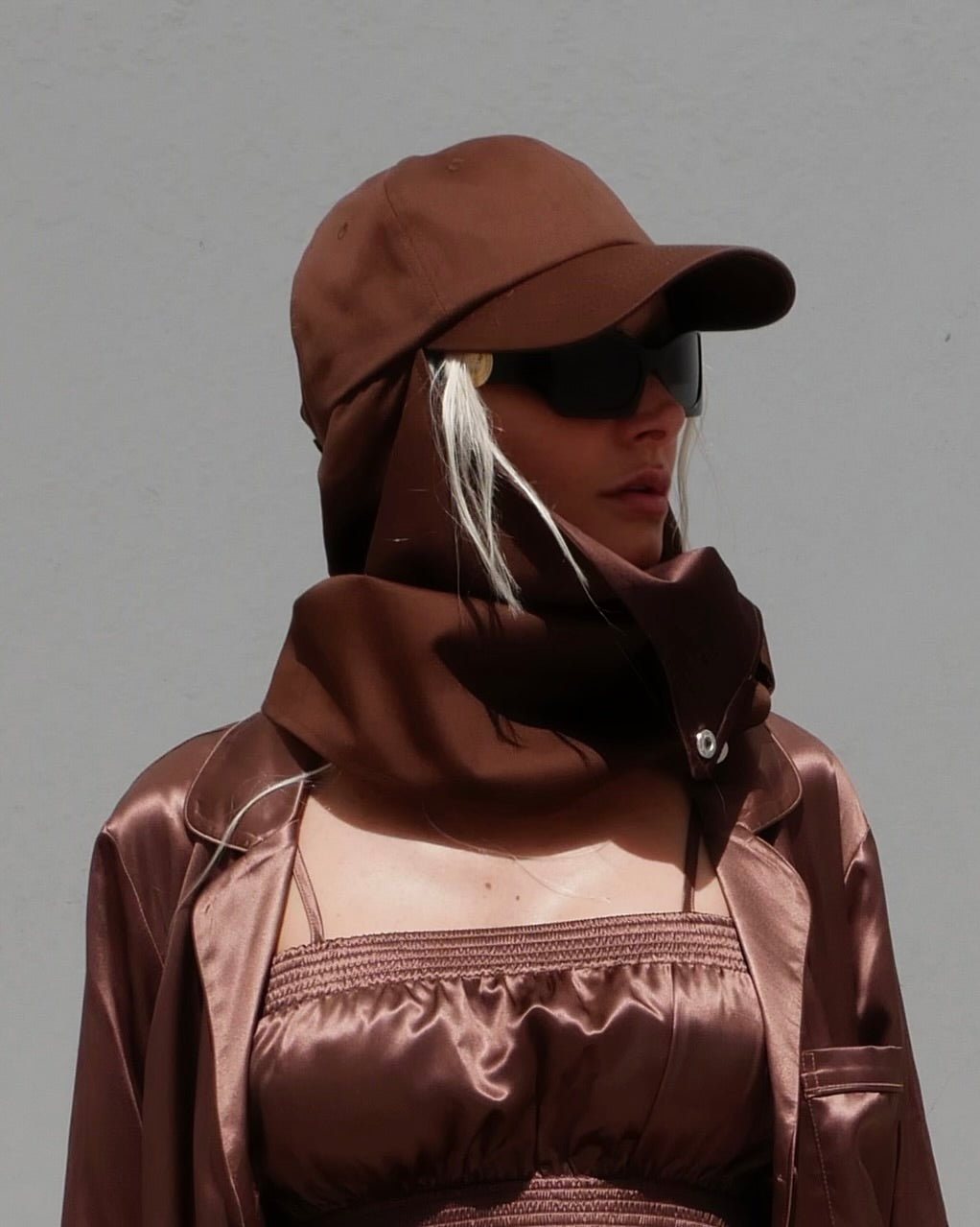 COCOA POWDER SILK-LINED BASEBALL CAP