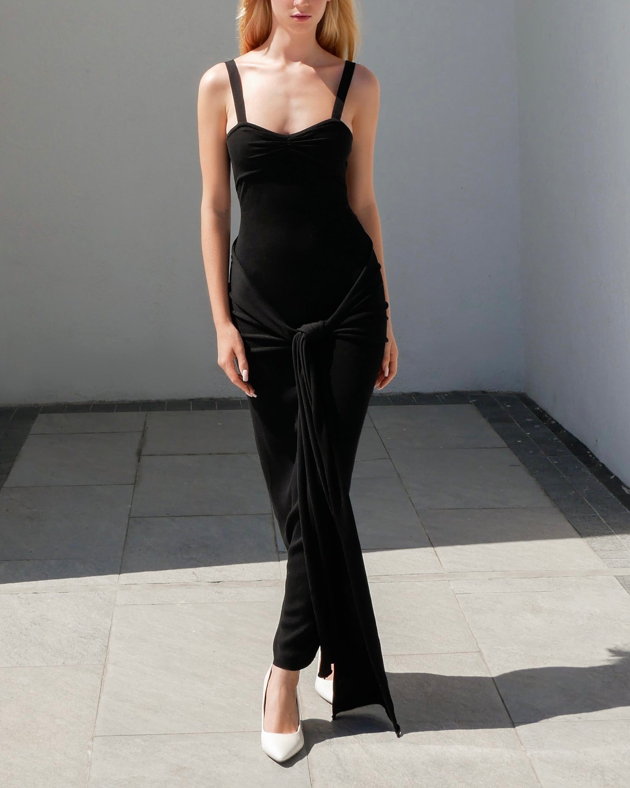 BLACK SILK KNITTED DRESS