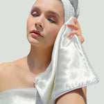 Load image into Gallery viewer, Silk and Bamboo Face Towel - Powder White
