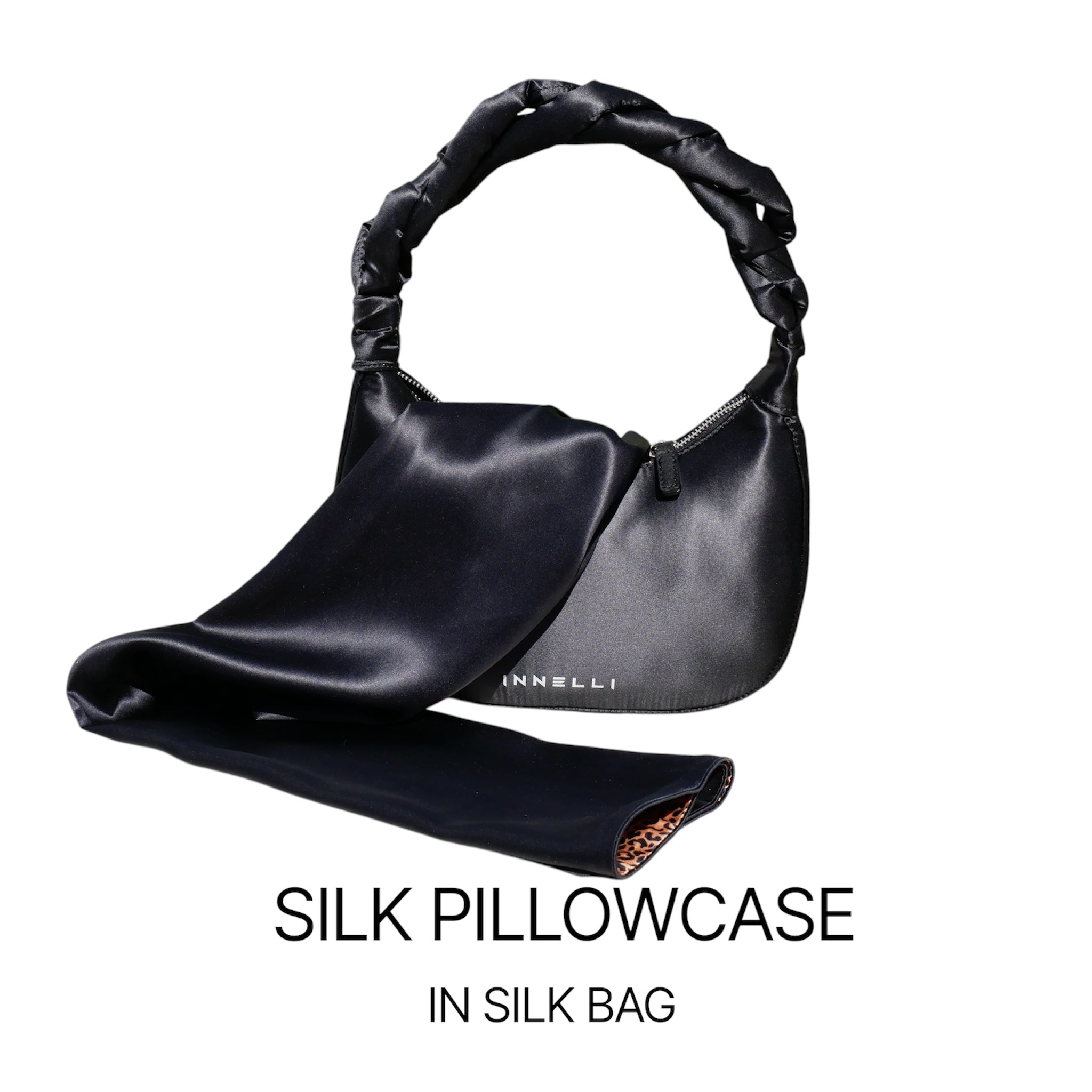 Midnight Black - Silk Pillowcase with hidden zipper