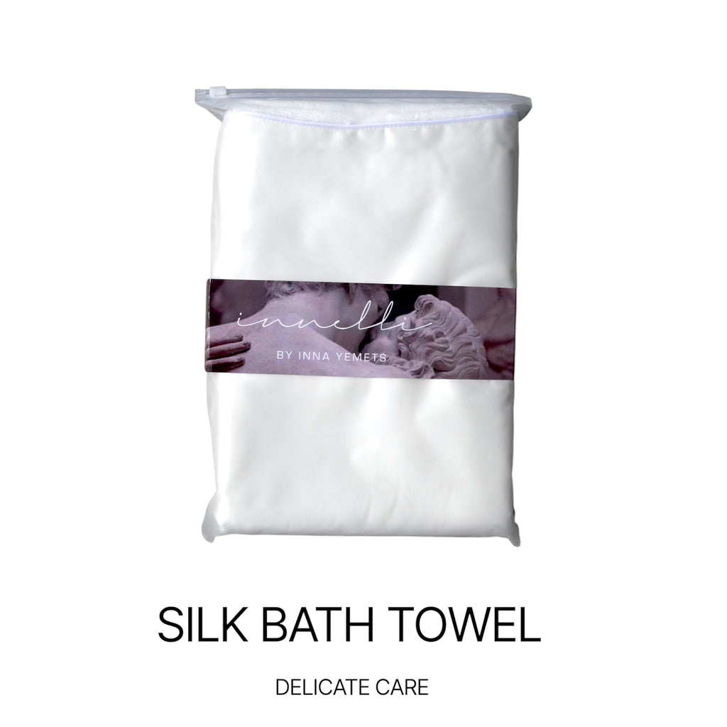 Silk and Bamboo Plush Bath Towel - Powder White