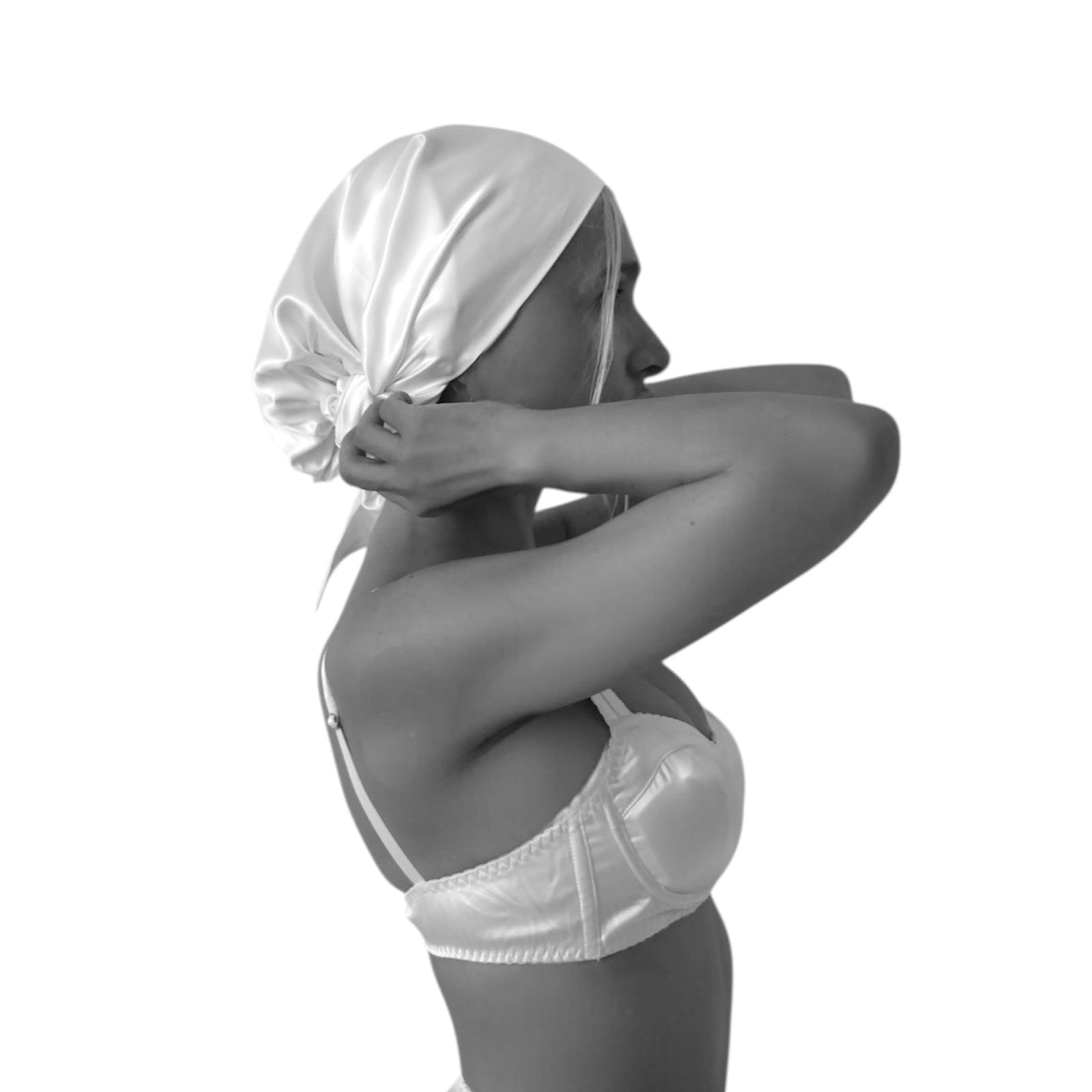 POWDER WHITE HAIR BONNET