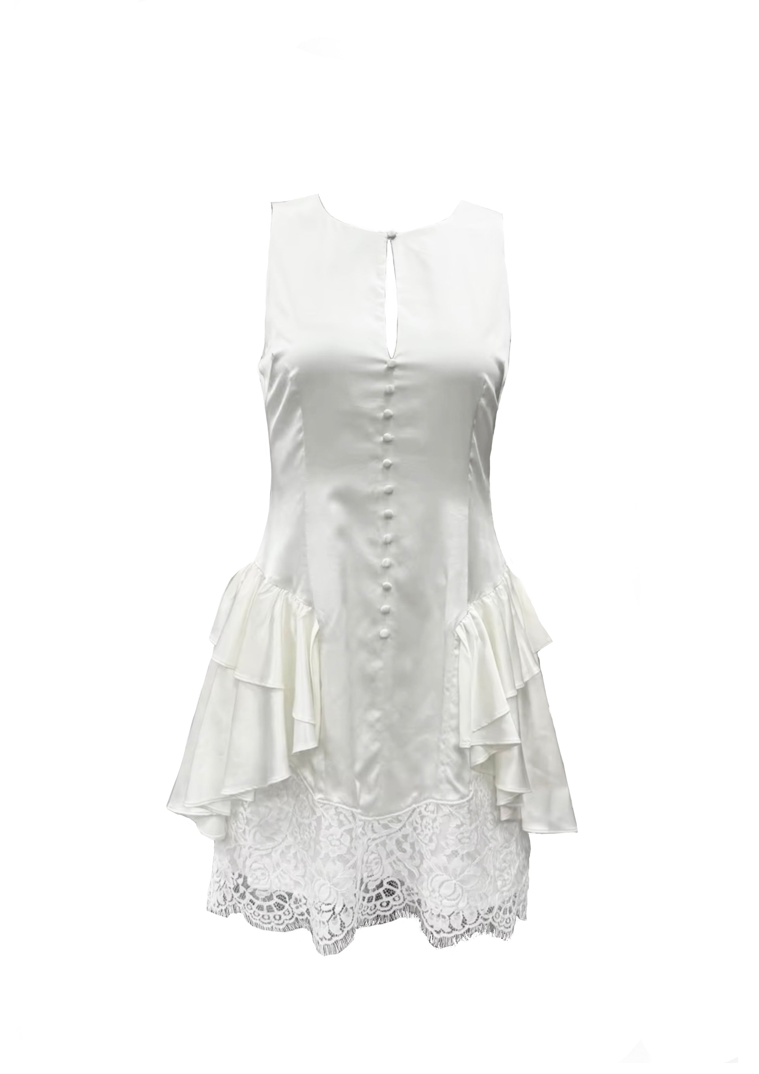 WHITE LACE SILK DRESS