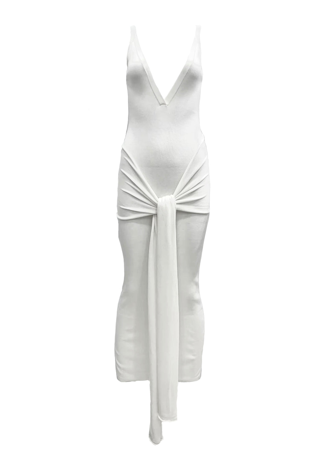 WHITE SILK KNITTED DRESS
