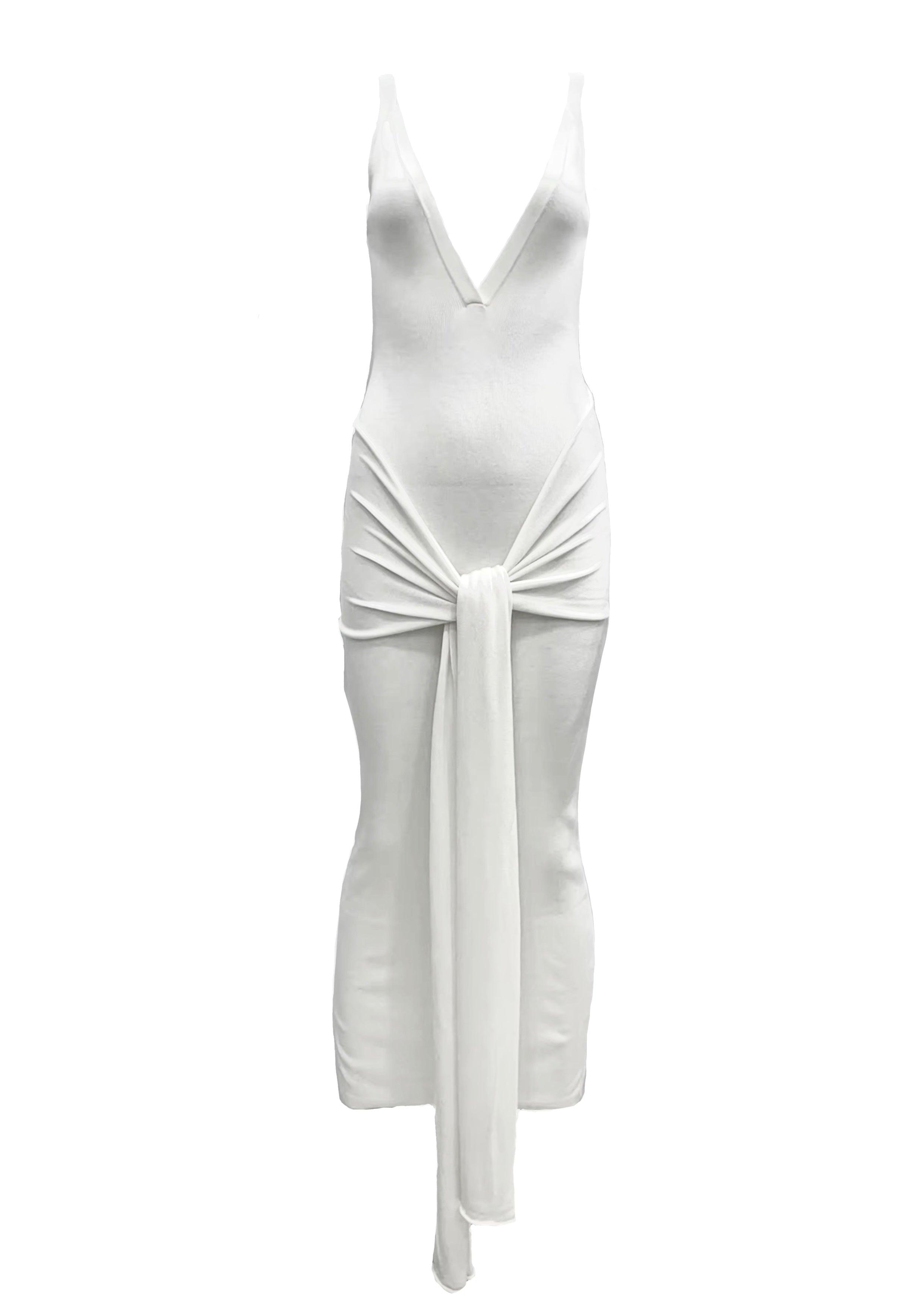 WHITE SILK KNITTED DRESS