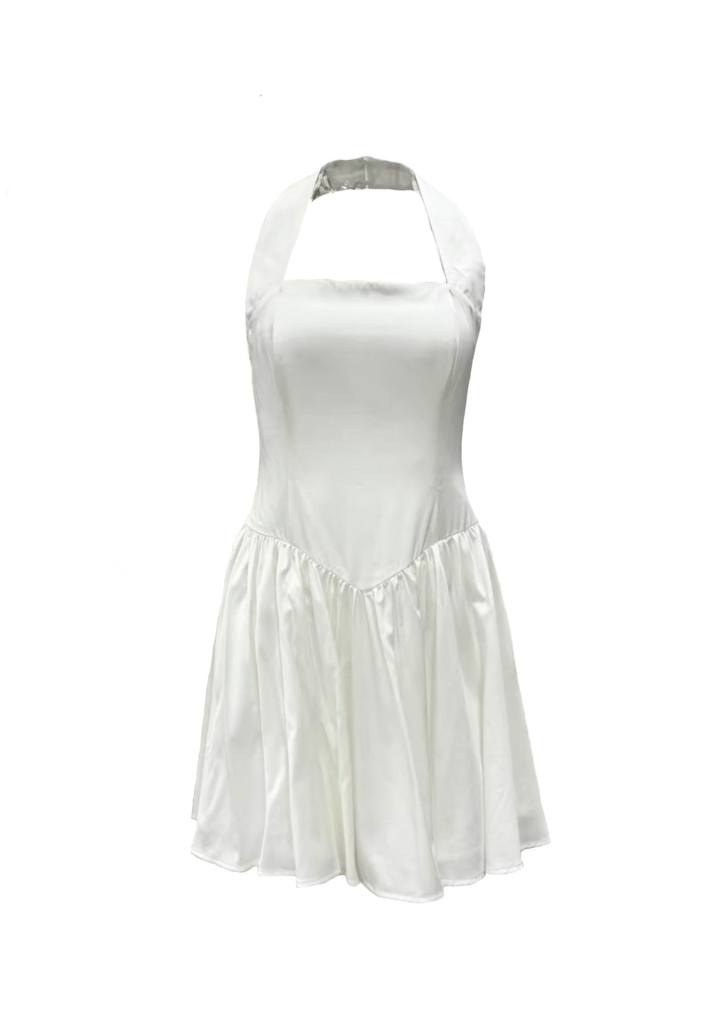 WHITE BABYDOLL SILK DRESS