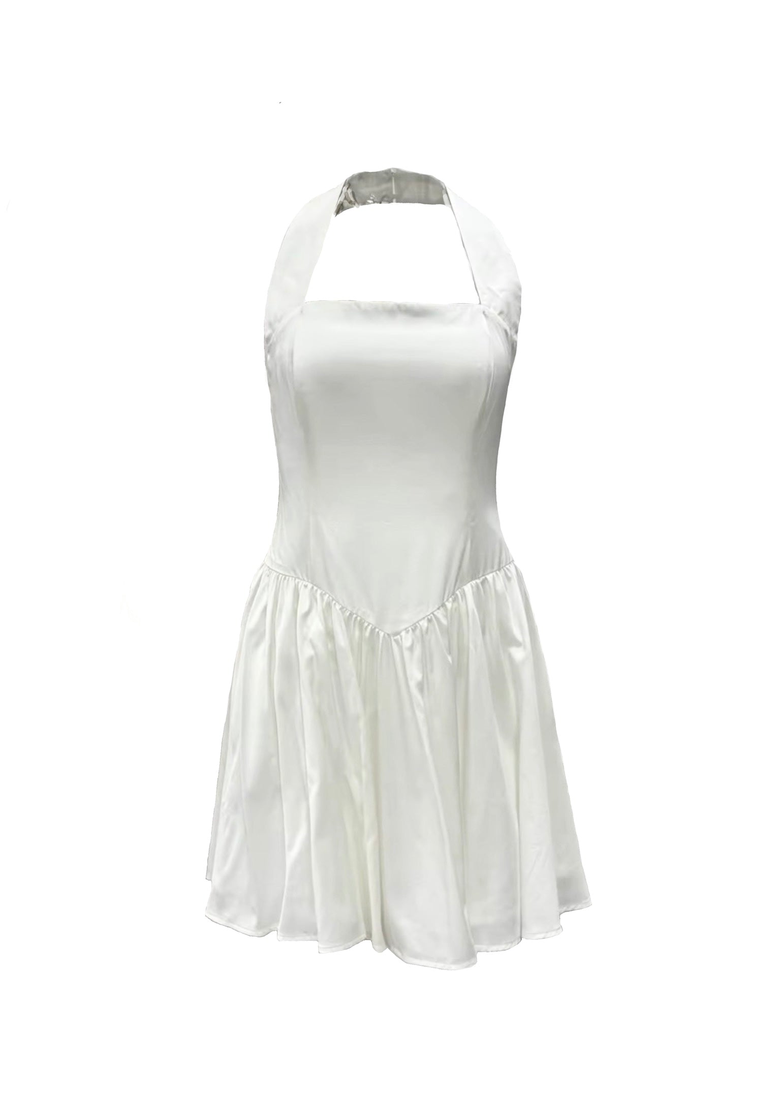WHITE BABYDOLL SILK DRESS
