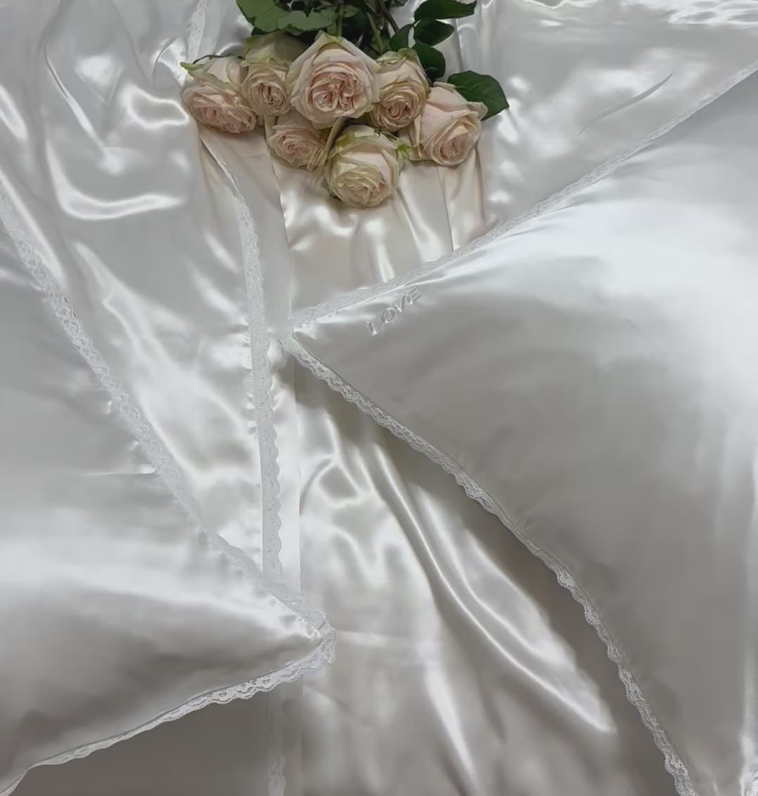 Powder White Silk Duvet Cover Set - 4 pcs