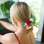 Load image into Gallery viewer, Silk Scrunchie Rosie - Fire Red
