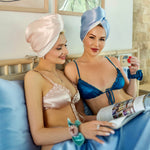 Load image into Gallery viewer, Sky Blue Turban Towel, 22 momme
