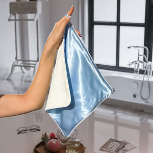 Silk and Bamboo Face Towel - Sky Blue