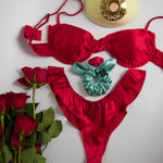 Load image into Gallery viewer, Silk Scrunchie Rosie - Fire Red
