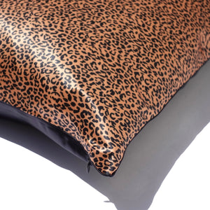 Gold Leopard Silk Pillowcase with hidden zipper