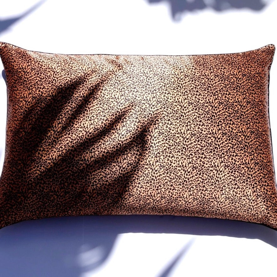 Gold Leopard Silk Pillowcase with hidden zipper