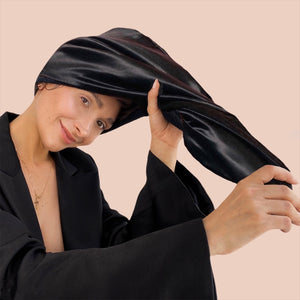 Silk Turban Towel - Midnight Black