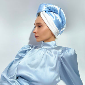 Sky Blue Turban Towel, 22 momme